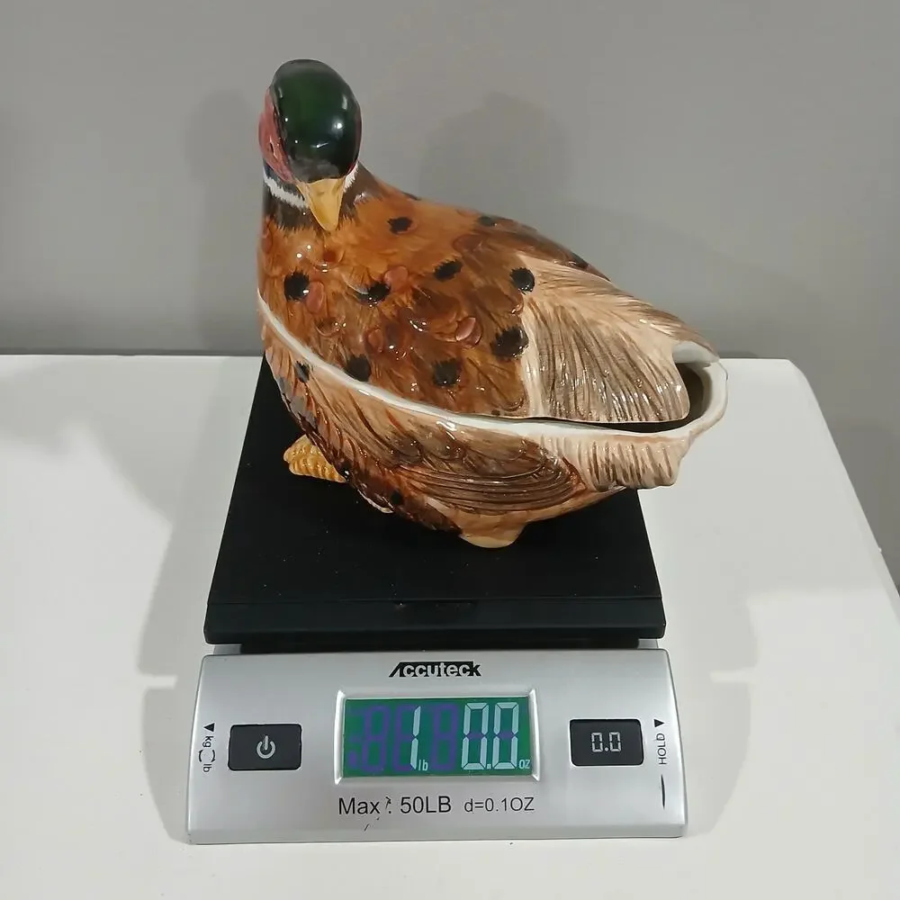 Fitz and Floyd Pheasant Bird Covered Quail Pheasant Gravy Boat Covered Dish 1990
